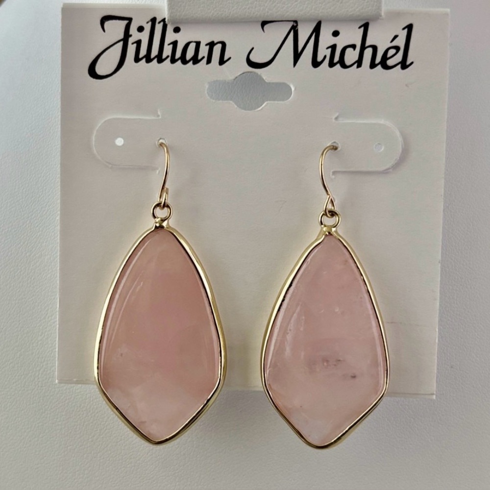 Jillian Michel Goldtone drop pink acrylic teardrop stone, dangle,fish hook